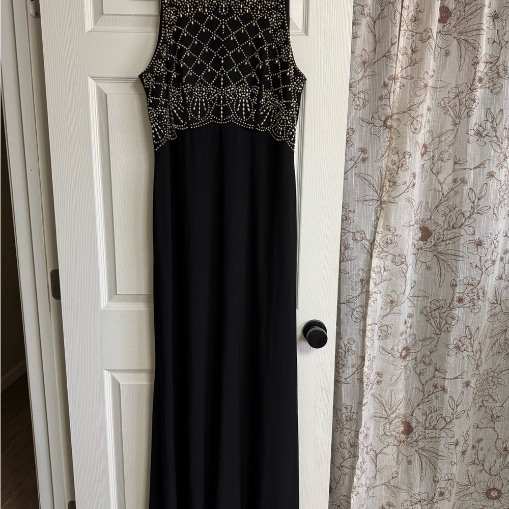 Elegant Black Beaded Maxi Dress